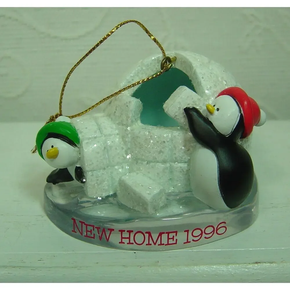 VINTAGE TREE ORNAMENT-NEW HOME-1996-IGLOO WITH PENGUINS